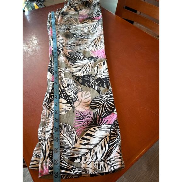 Per Se Tropical Floral Linen Pants Olive Resort Style Drawstring S - Picture 6 of 6